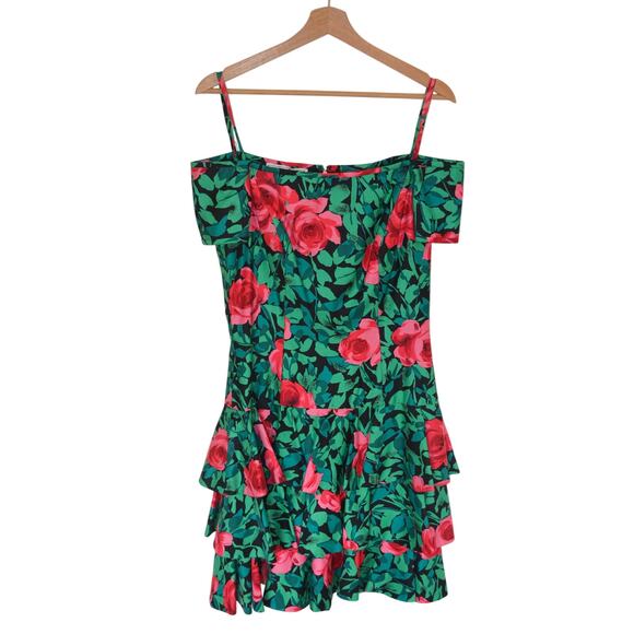 AJ Bari Vintage Cotton Ruffle Skirt Cocktail Dress - Picture 4 of 8